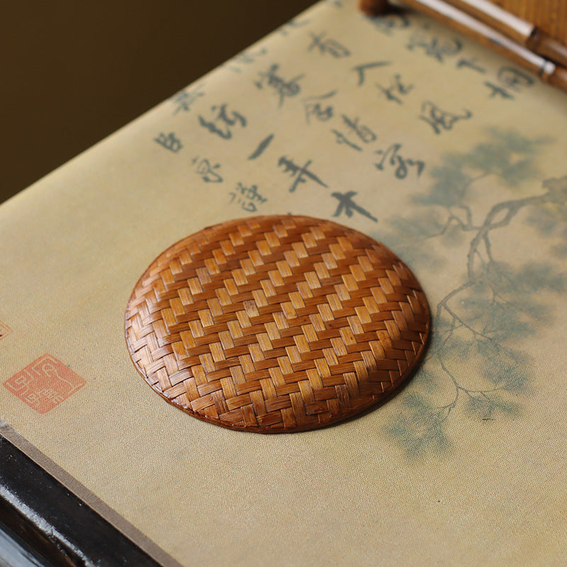 Gohobi Handmade Bamboo Cup Coasters Placemats – Rattan Tea Coaster Heat Insulation Pad
