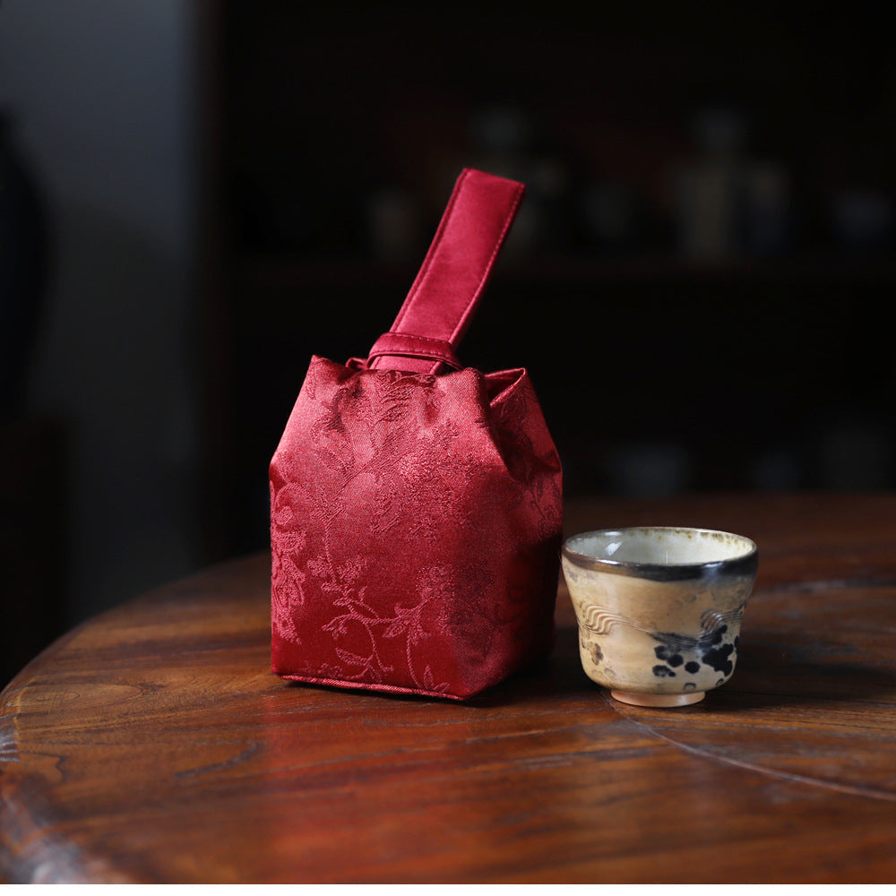 Gohobi Weaving Brocade Silk Fabric Teaware Storage Travel Bag Shifuku