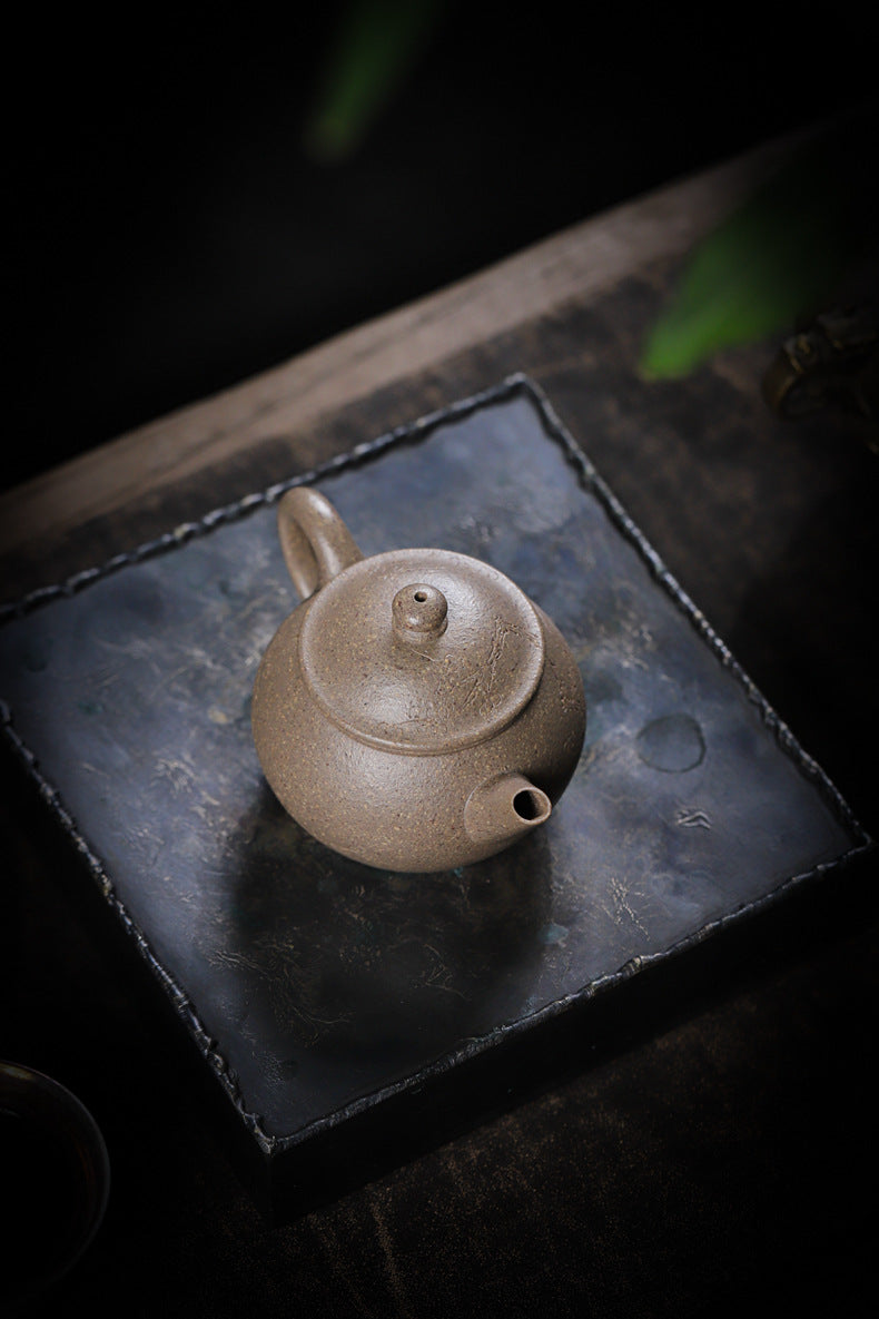 Gohobi Handmade Yixing Zisha Sandy Purple Clay Teapot – 130ml Handmade Original Ore Qing Jiangpo Clay Bala Shui Ping Teapot, Small Gongfu Purple Clay Teaware with Built-in Filter