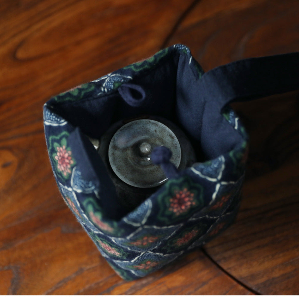 Gohobi Floral Old Pattern Teaware Storage Travel Bag Shifuku