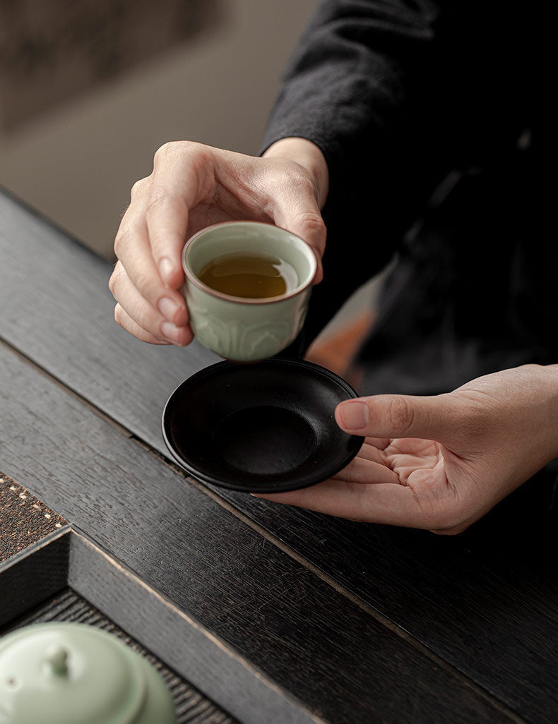 Gohobi Black Walnut Wood Tea Coaster – Round Solid Wood Tea Cup Holder