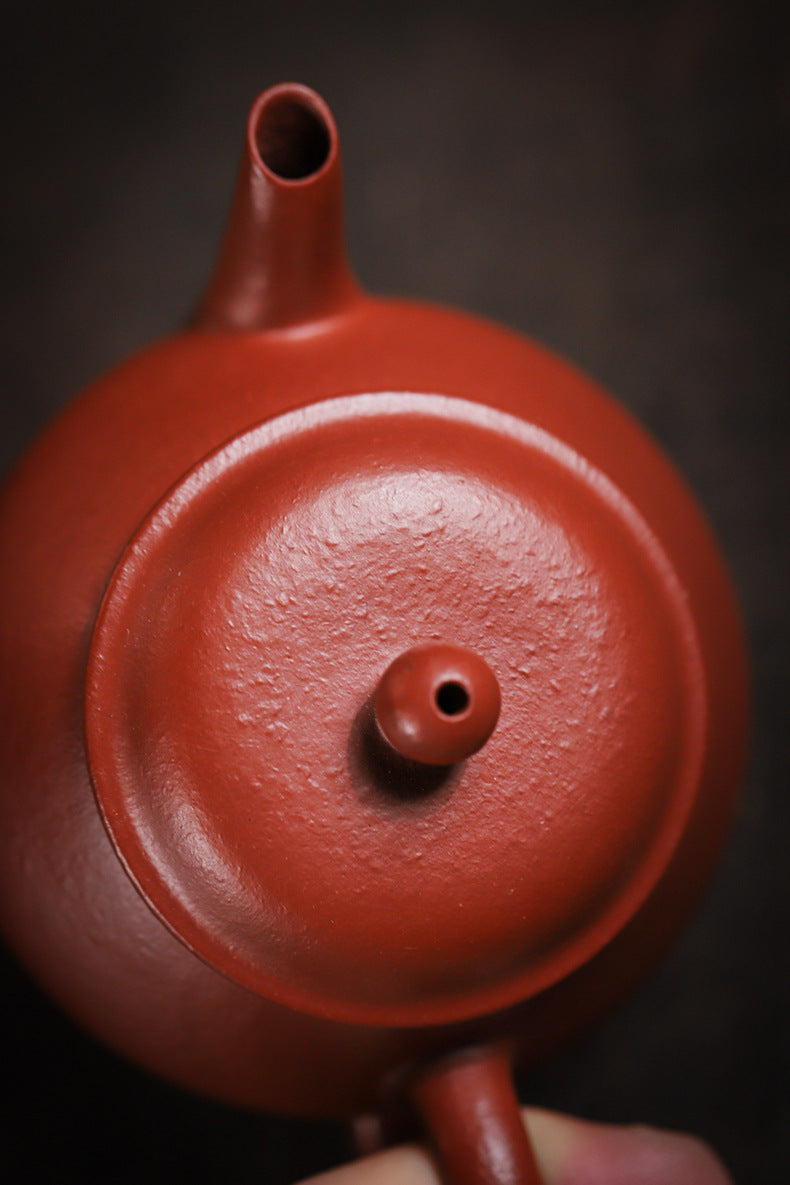 Gohobi Handemade Yixing Red Zisha Clay Teapot – 100ml Original Ore Zhuni, Traditional Weng-Style, Thin Body, Built-in Filter, Handmade Gongfu Teapot