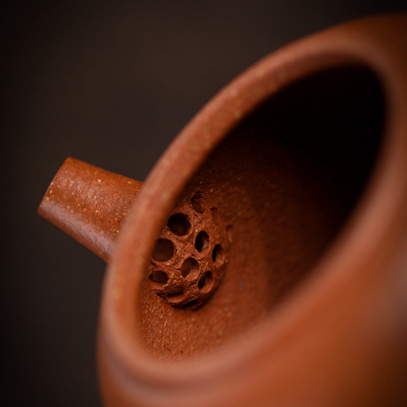 Gohobi Handmade Yixing Zisha Sandy Purple Clay Teapot – 120ml Original Ore Jin Jiangpo Clay, Handmade Thin Body with Built-in Filter, Da Bin Huai Yue Style Small Gongfu Teapot