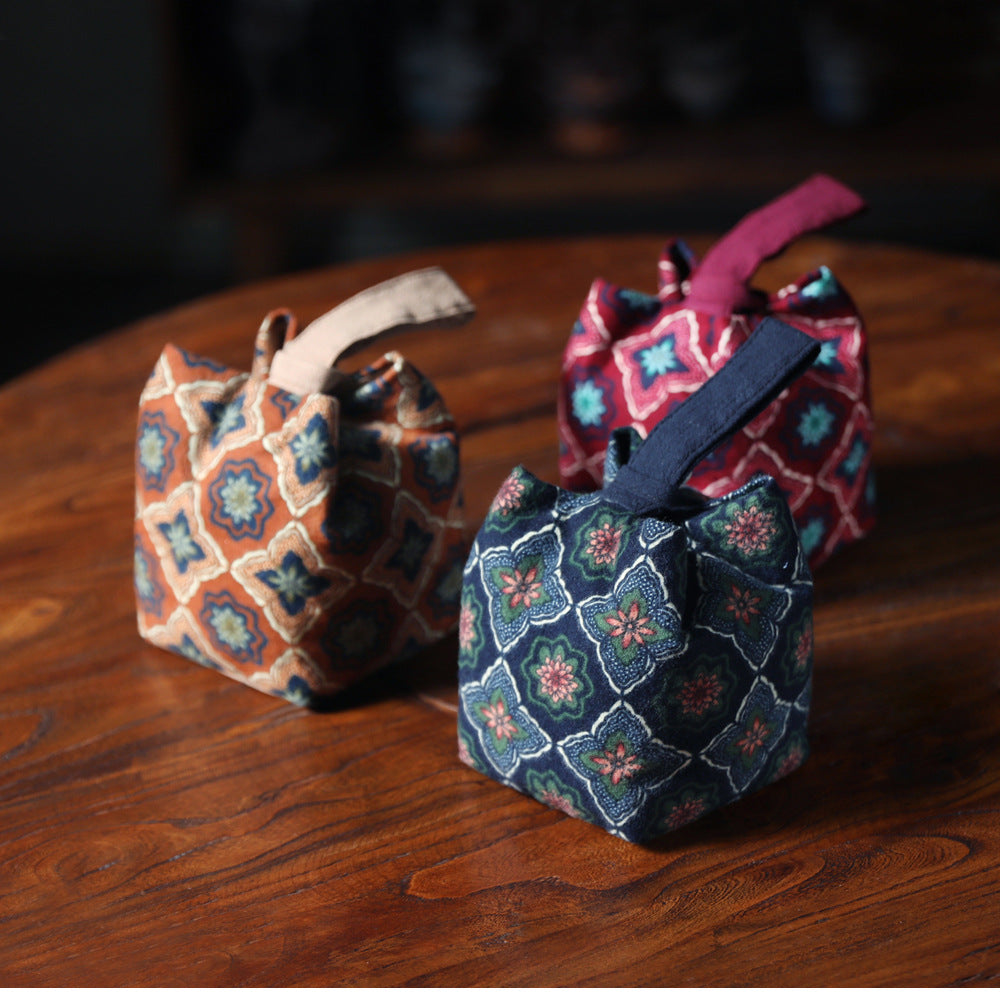 Gohobi Floral Old Pattern Teaware Storage Travel Bag Shifuku