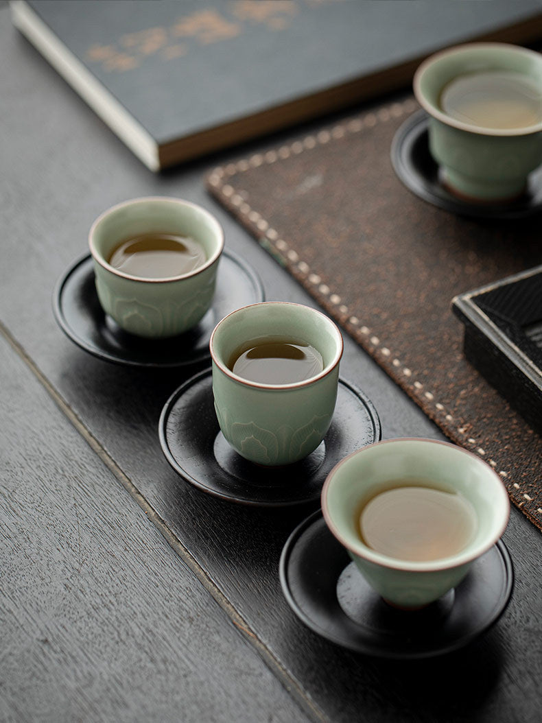 Gohobi Black Walnut Wood Tea Coaster – Round Solid Wood Tea Cup Holder