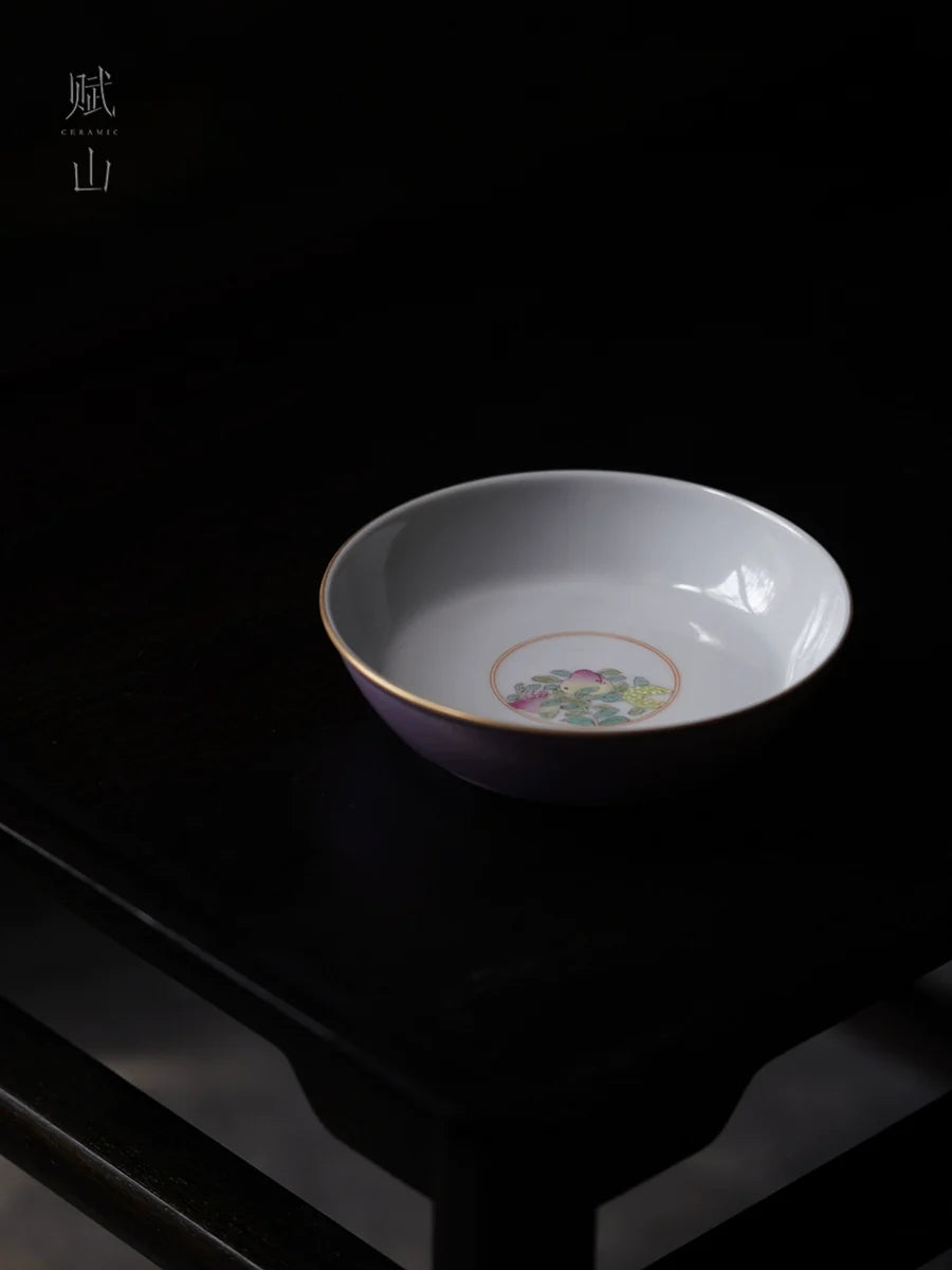 [賦山敘 x Gohobi] "Dai Zi Sanduo" Hand-Painted Pastel Tea Tray – Dry Brewing Tray / Teapot Base / Fruit Plate