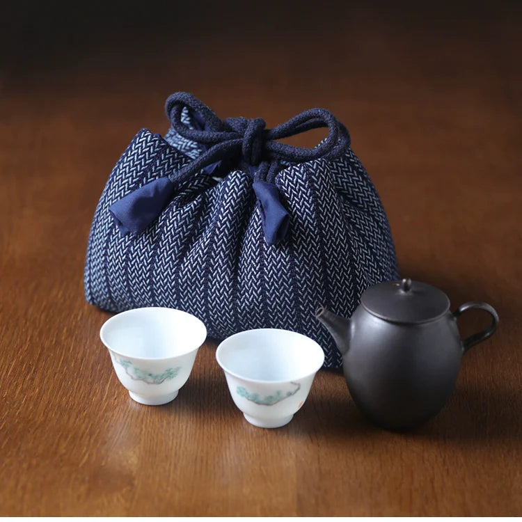 Gohobi Denim Medium Teaware Storage Travel Bag Shifuku