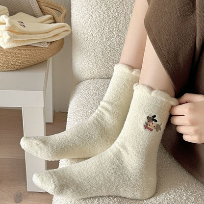 Gohobi Embroidered Puppy Plush Socks