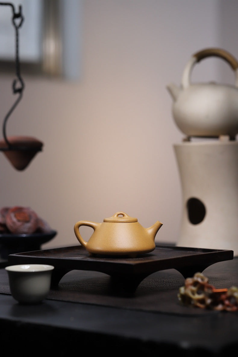 Gohobi Handmade Yixing Yellow Zisha Clay Teapot – 140ml Original Ore Huangjin Duan (Golden Duan) Clay Shih Piao Teapot, Thin-Walled Gongfu Purple Clay Teaware