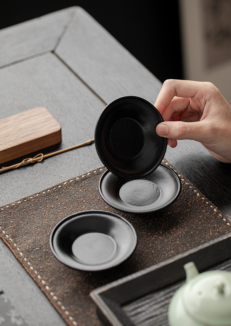 Gohobi Black Walnut Wood Tea Coaster – Round Solid Wood Tea Cup Holder