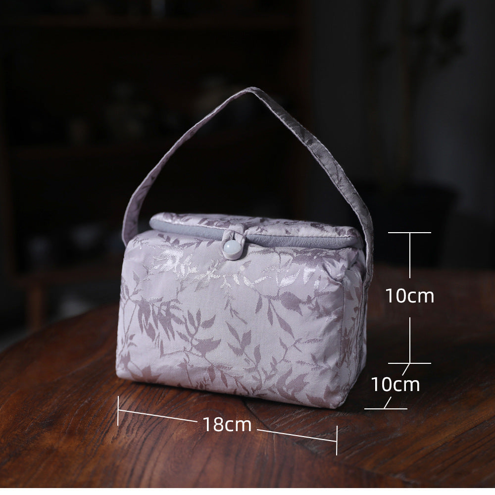 Gohobi Blue and Pink Large Teaware Storage Travel Bag Shifuku