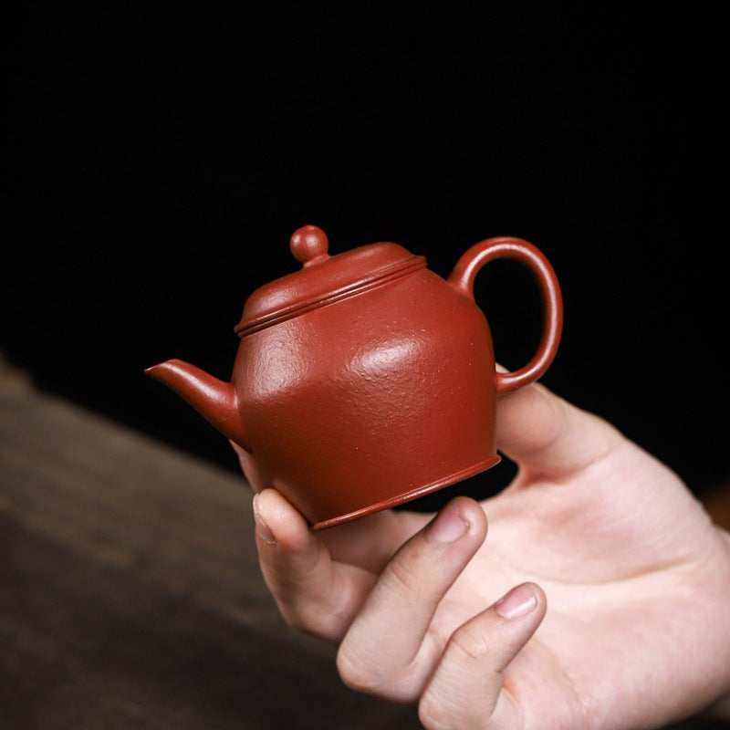 Gohobi Handemade Yixing Red Zisha Clay Teapot – 100ml Original Ore Zhuni, Traditional Weng-Style, Thin Body, Built-in Filter, Handmade Gongfu Teapot