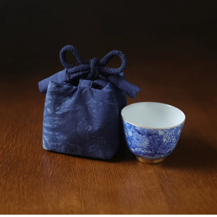 Gohobi Dyed Fabric Teaware Storage Travel Bag Shifuku