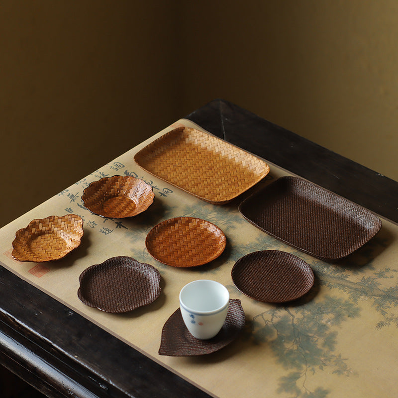 Gohobi Handmade Bamboo Cup Coasters Placemats – Rattan Tea Coaster Heat Insulation Pad