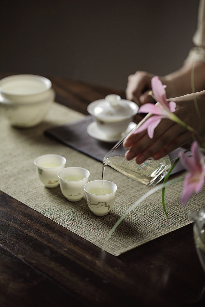 Gohobi Handmade White Porcelain Gaiwan – Thin Porcelain Tea Bowl with Saucer