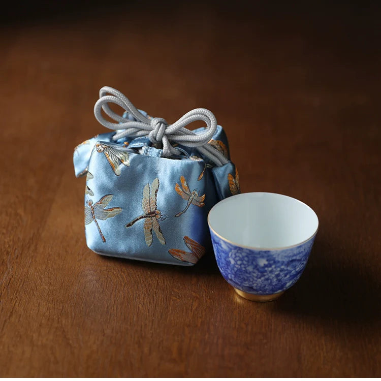 Gohobi Colourful Brocade Teaware Storage Travel Bag Shifuku