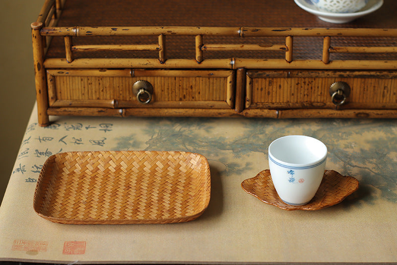 Gohobi Handmade Bamboo Cup Coasters Placemats – Rattan Tea Coaster Heat Insulation Pad