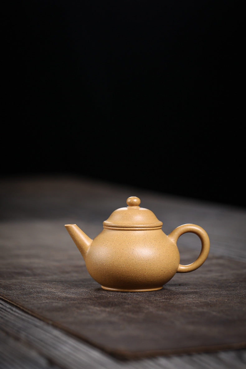 Gohobi Handmade Yixing Yellow Zisha Clay Teapot 120ml – Original Ore Huangjin Duan Clay Bala Shui Ping Teapot for Gongfu Tea Brewing