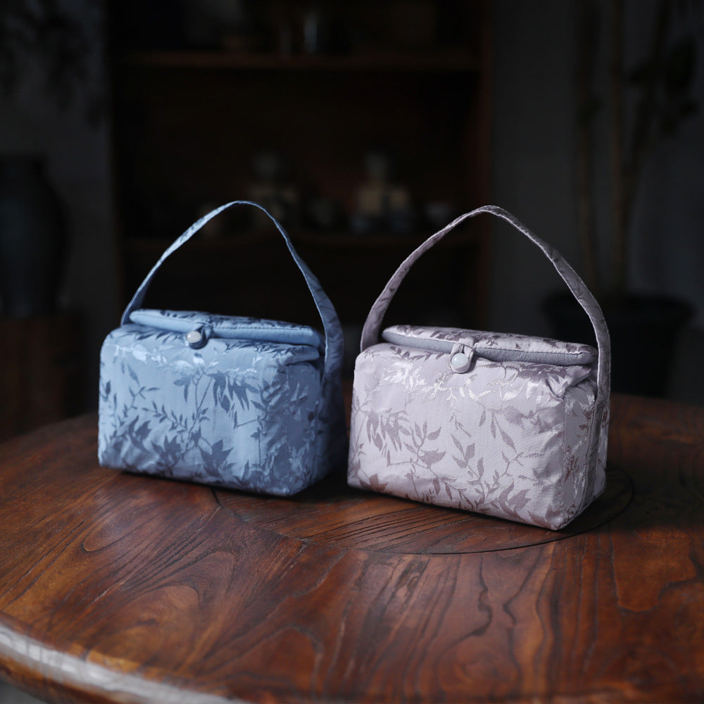 Gohobi Blue and Pink Large Teaware Storage Travel Bag Shifuku