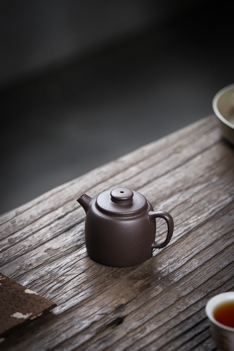 Gohobi Handmade Yixing Purple Zisha Clay Teapot  – 100ml Original Ore Sky Blue Clay Xiao Julun (Small Giant Wheel) Style, Thin-Walled Gongfu Teapot with Built-in Filter
