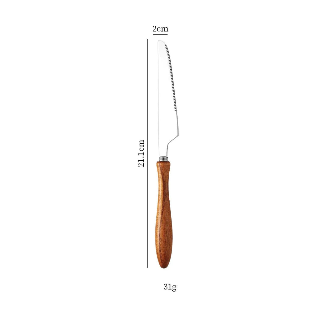 Gohobi A Set of 6 Pieces Wooden Handle Cutlery
