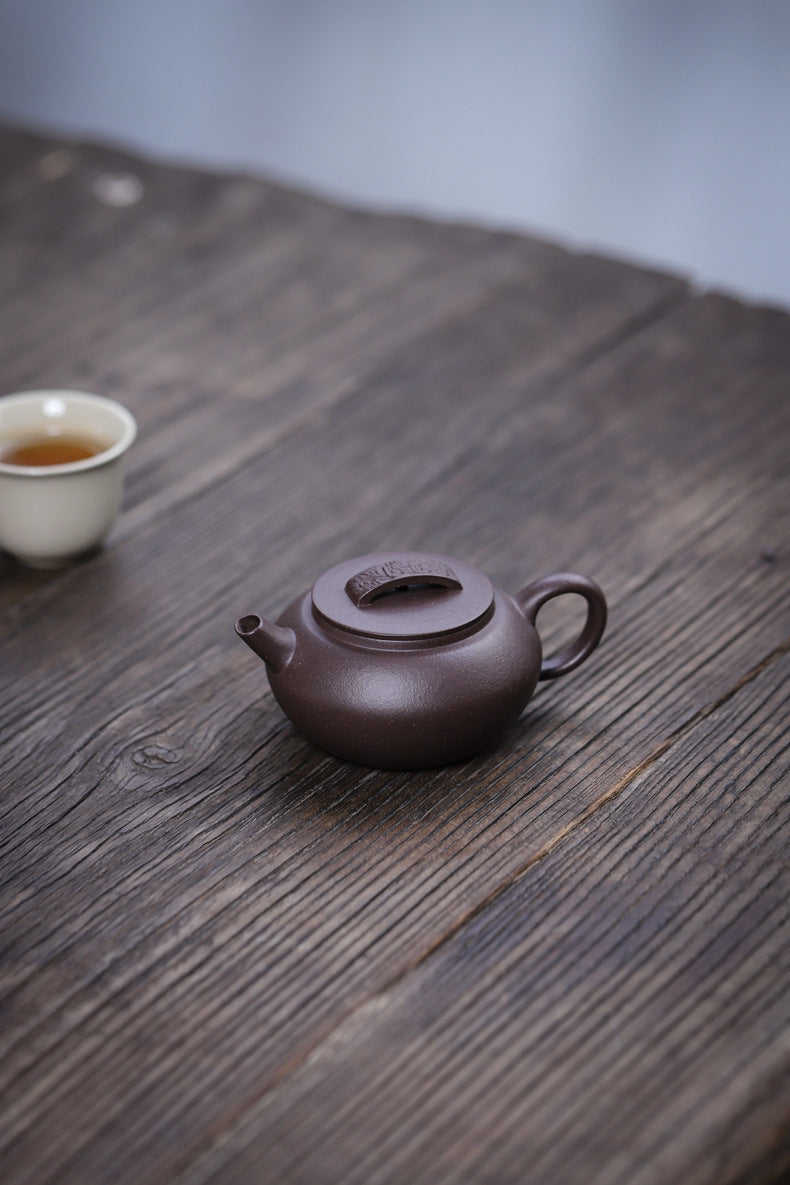 Gohobi Handmade Yixing Purple Zisha Clay Teapot – 120ml Original Ore Tianqing Clay Ruihu (Auspicious Tiger) Style Gongfu Teapot with Built-in Filter