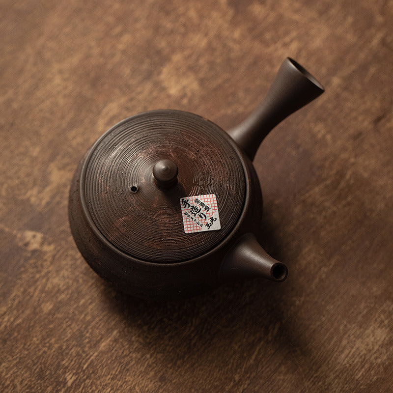 Gohobi Japanese Tokoraki Jade Glaze Side Handle Teapot – Retro Handmade Kyusu Tea Pot Coarse Pottery |Made in Japan