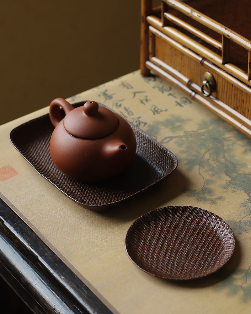 Gohobi Handmade Bamboo Cup Coasters Placemats – Rattan Tea Coaster Heat Insulation Pad