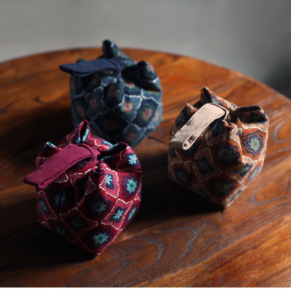 Gohobi Floral Old Pattern Teaware Storage Travel Bag Shifuku