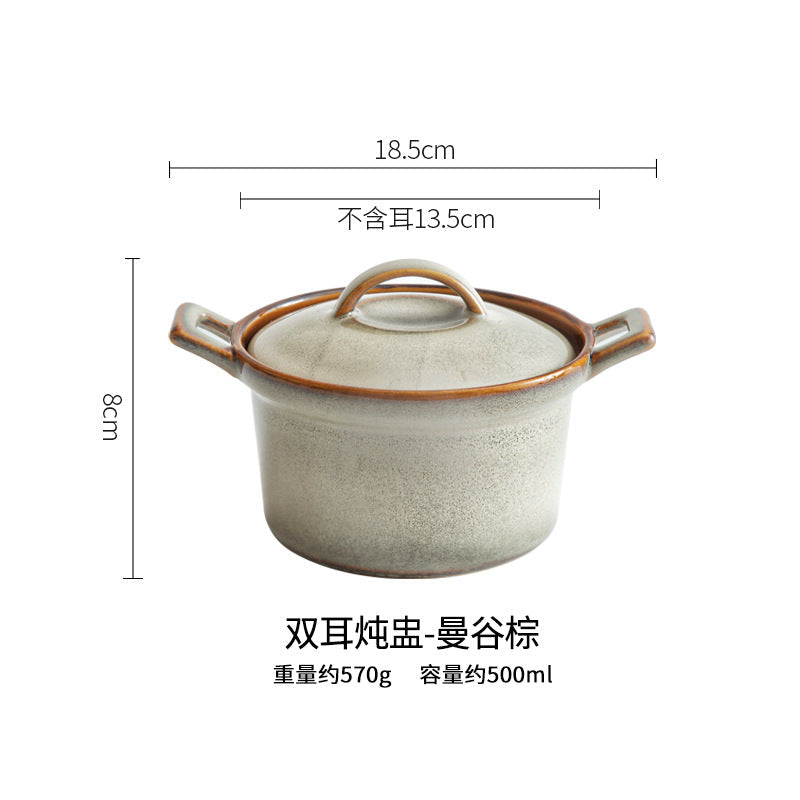 Gohobi Glaze Double-Handled Stew Pot