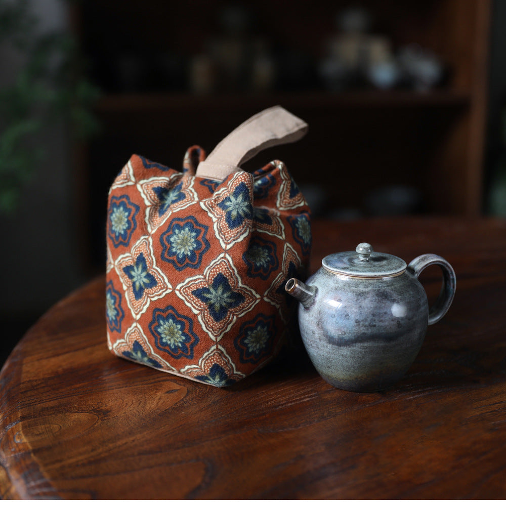 Gohobi Floral Old Pattern Teaware Storage Travel Bag Shifuku