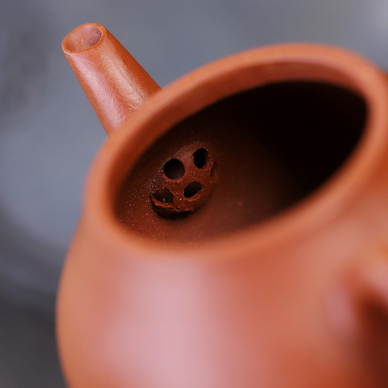 Gohobi Handmade Yixing Red Zisha Clay Teapot – 130ml Handmade Original Ore Raw Zhuni Pear-Shaped Teapot, Gongfu Tea Brewing Small Yixing Teaware