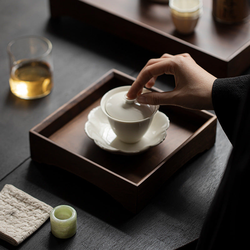 Gohobi Japanese-style Wabi-Sabi Walnut Serving Tray 010