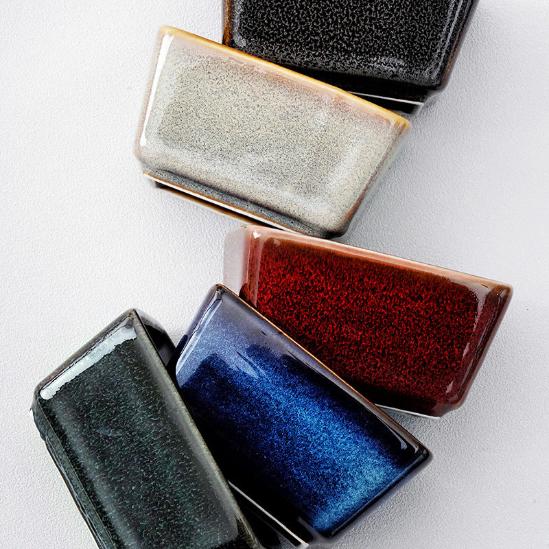 Gohobi Iridescent Kiln-Change Rectangular Ceramic Sauce Bowl