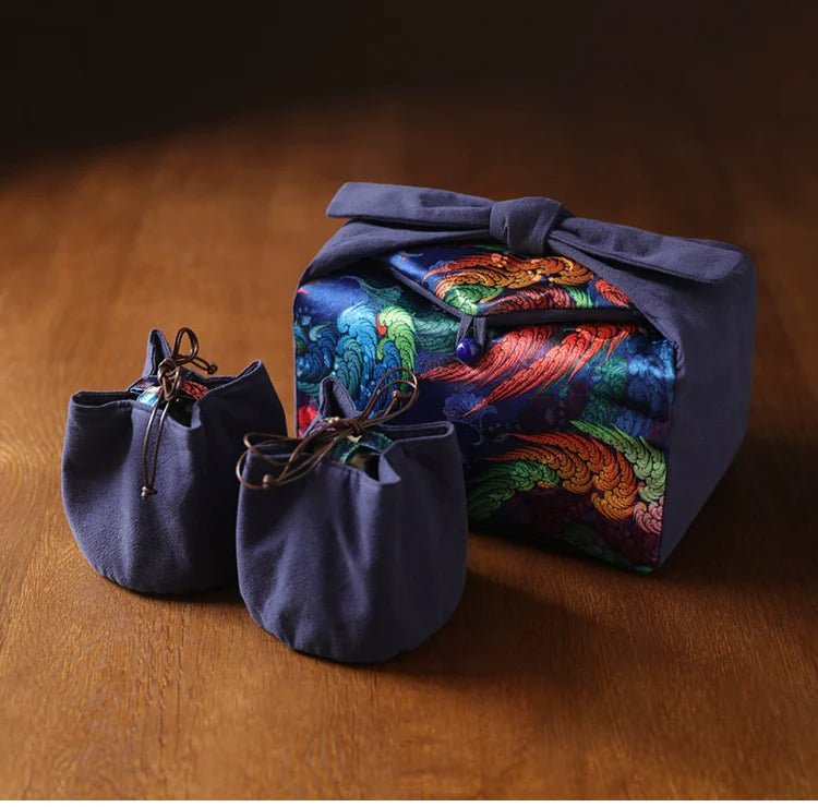 Gohobi Large Colourful Silk Teaware Storage Travel Bag Shifuku