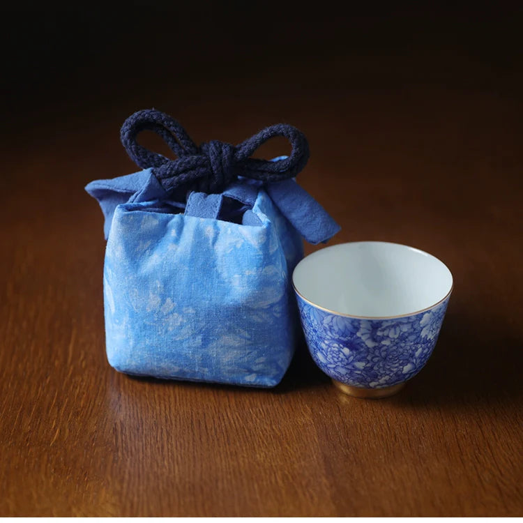 Gohobi Dyed Fabric Teaware Storage Travel Bag Shifuku