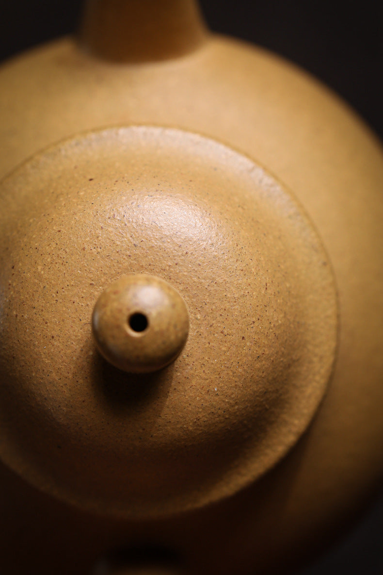 Gohobi Handmade Yixing Yellow Zisha Clay Teapot 120ml – Original Ore Huangjin Duan Clay Bala Shui Ping Teapot for Gongfu Tea Brewing