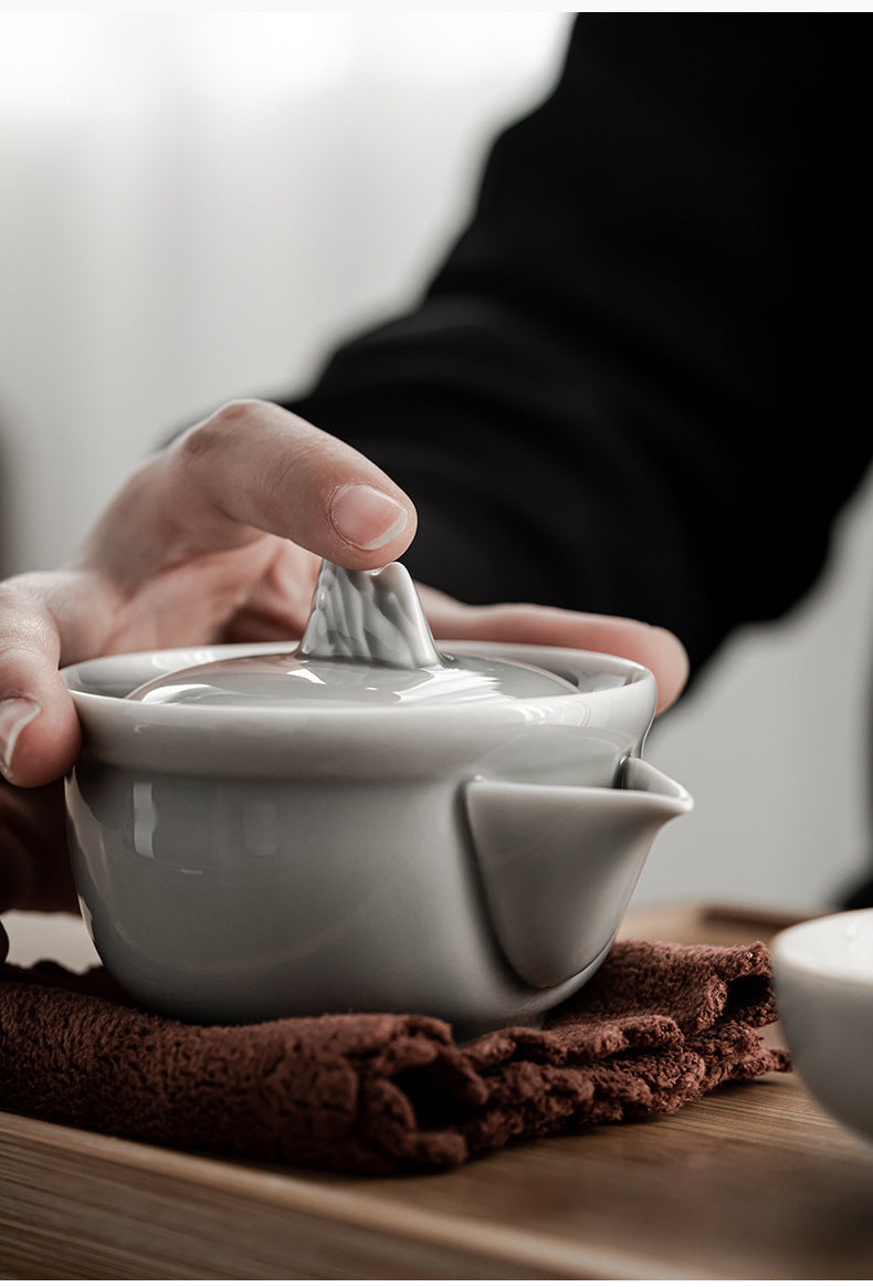 Gohobi Japanese Style Ice Grey Gaiwan Travel Tea Set 004