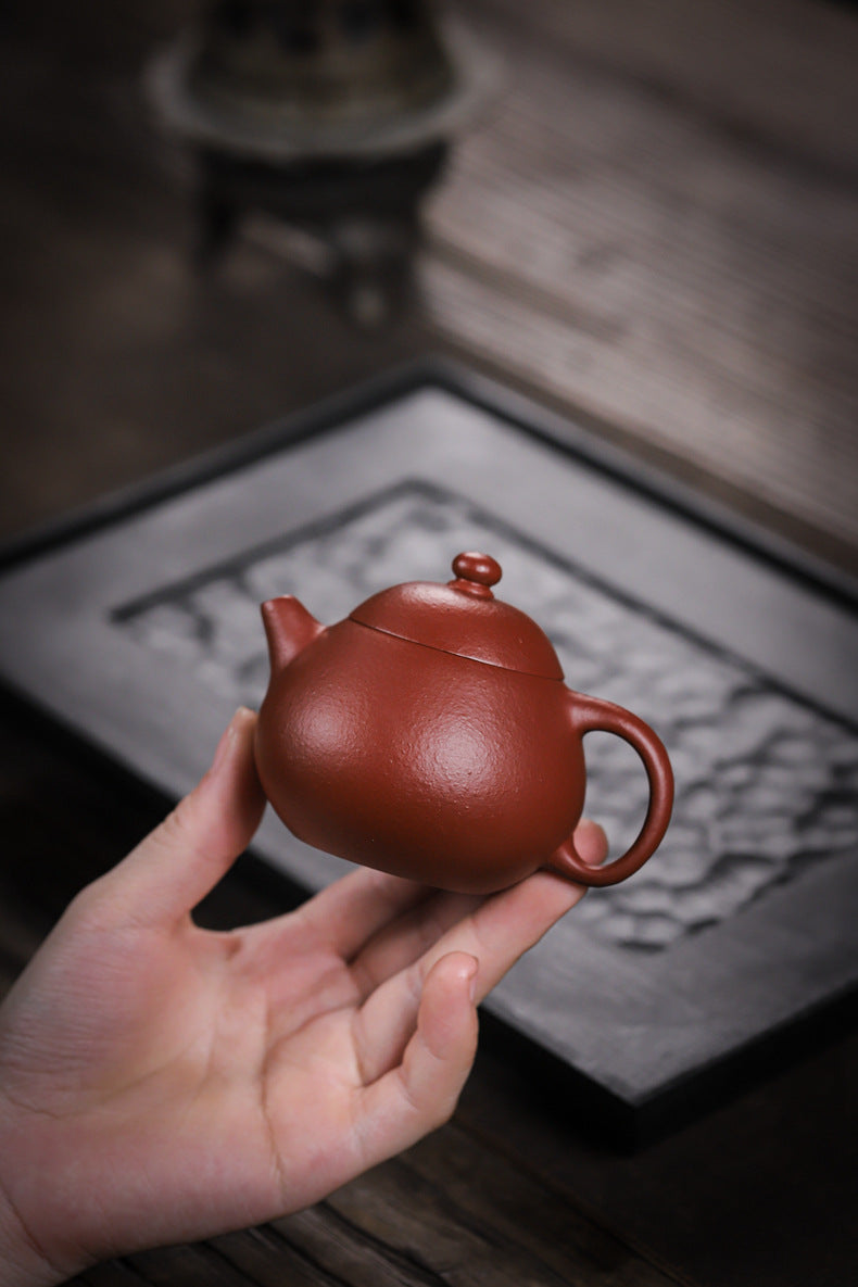 Gohobi Handmade Yixing Red Zisha Clay Teapot – 150ml Handmade Original Ore Raw Zhuni Clay Wen Dan Style Teapot with Built-in Filter, Small Gongfu Purple Clay Teaware