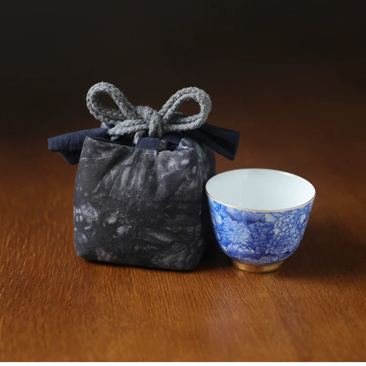 Gohobi Dyed Fabric Teaware Storage Travel Bag Shifuku