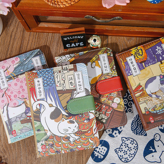 Gohobi Japanese Cat Magnetic Notebook, Monthly Planner, Study Notebook, Pocket Diary