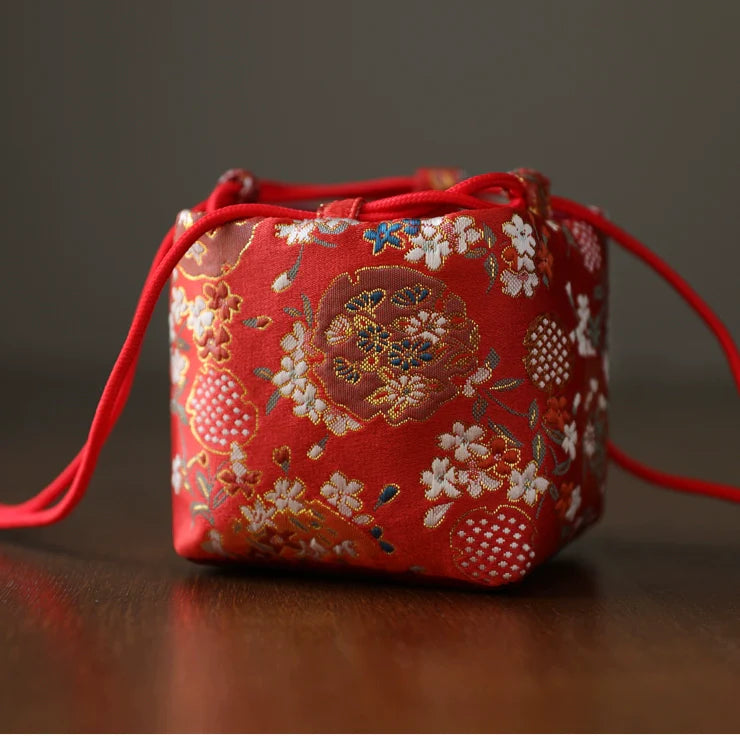 Gohobi Colourful Brocade Teaware Storage Travel Bag Shifuku