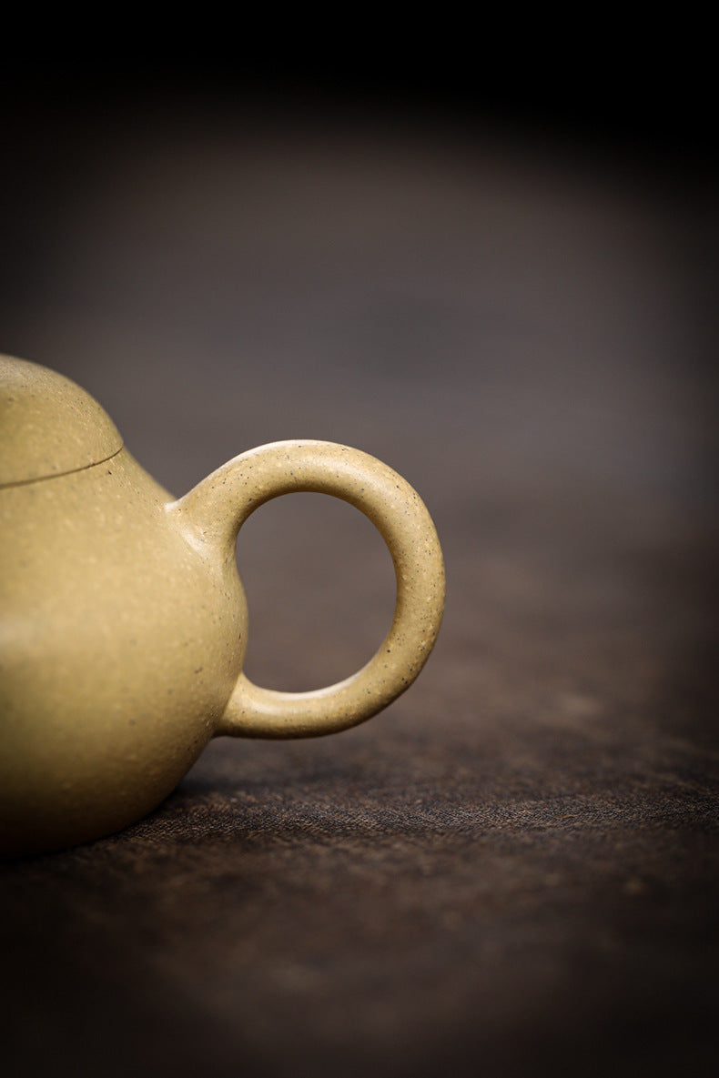 Gohobi Handmade Yixing Green Zisha Clay Junde Teapot – 110ml “Ben Lü” Clay Gongfu Teapot with Inner Push Hole, Thin-Walled Design for Chaozhou Brewing