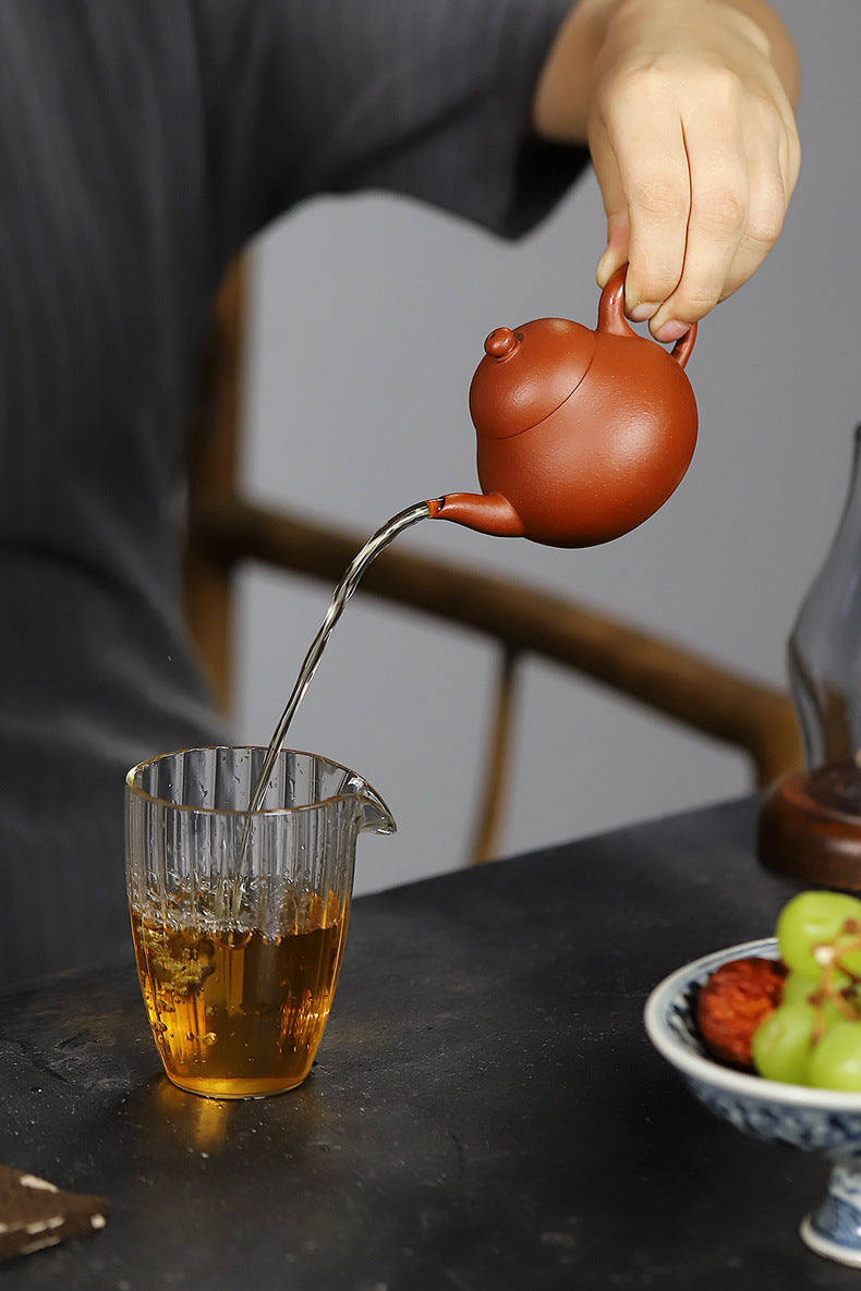 Gohobi Handmade Yixing Red Zisha Clay Teapot – 130ml Handmade Original Ore Raw Zhuni Pear-Shaped Teapot, Gongfu Tea Brewing Small Yixing Teaware