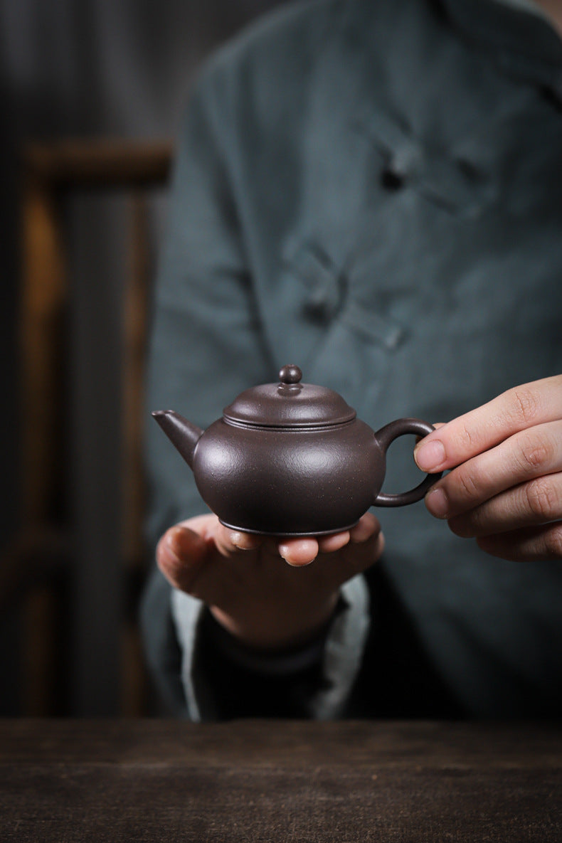 Gohobi Handmade Yixing Celadon Zisha Clay Shui Ping Teapot 100ml – Original Ore Tianqing Clay Thin-Walled Gongfu Tea Teapot with Built-In Filter