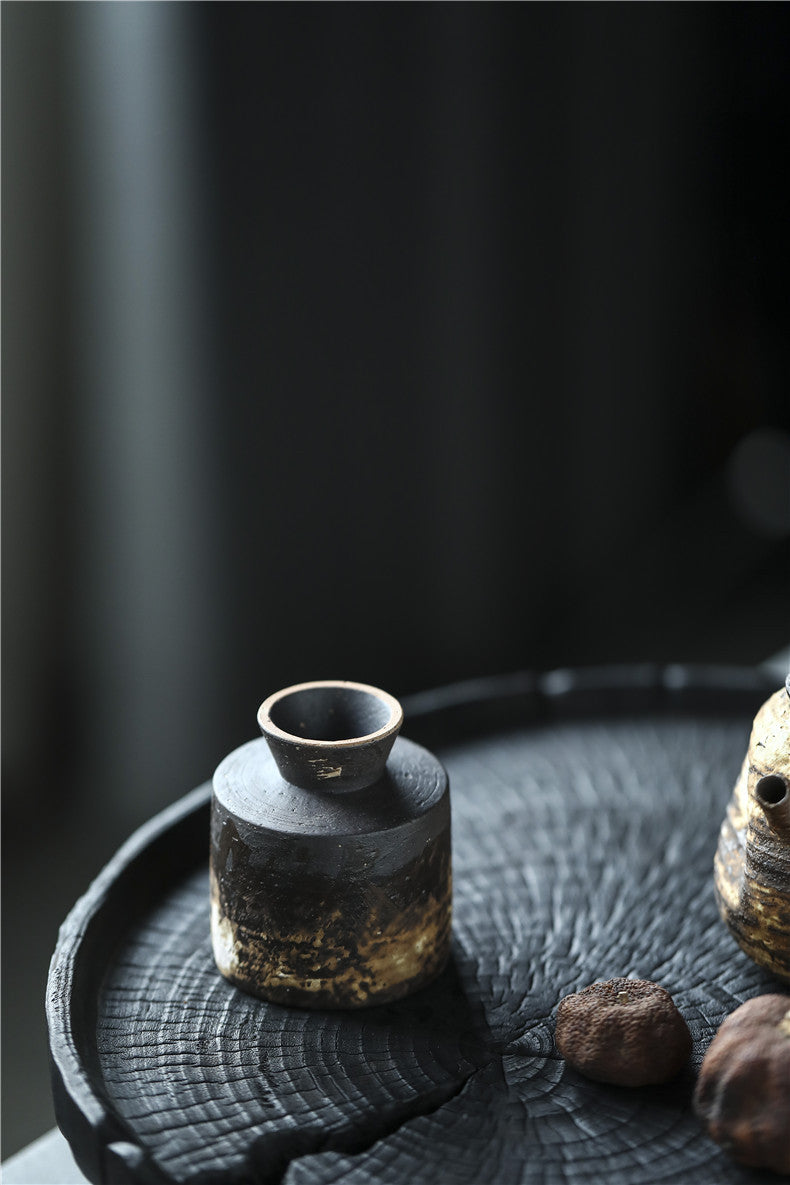 Gohobi Handmade Ceramic White Brown Brushing Black Tea Cup