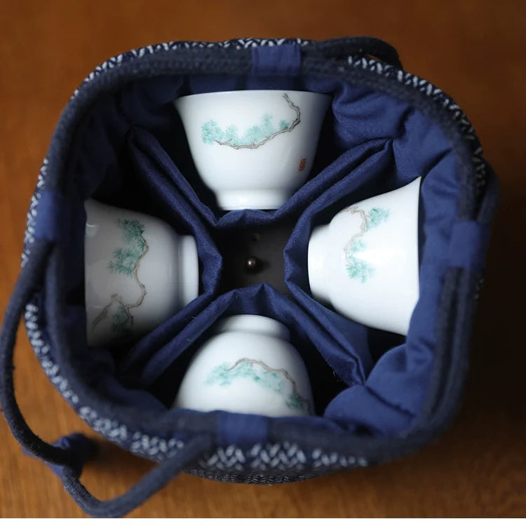 Gohobi Denim Large Teaware Storage Travel Bag Shifuku