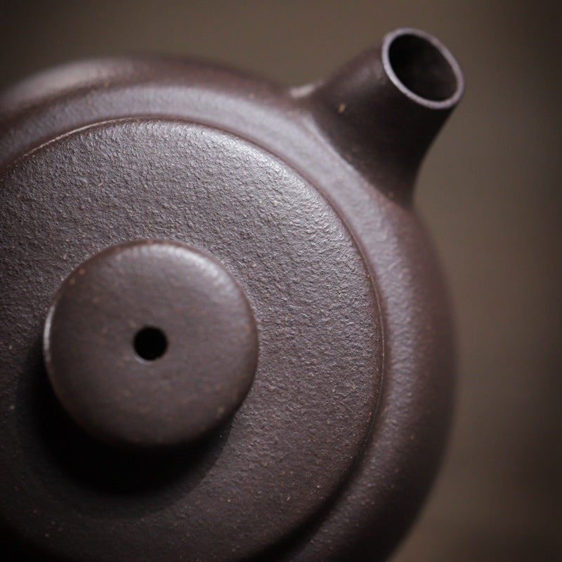 Gohobi Handmade Yixing Purple Zisha Clay Teapot  – 100ml Original Ore Sky Blue Clay Xiao Julun (Small Giant Wheel) Style, Thin-Walled Gongfu Teapot with Built-in Filter