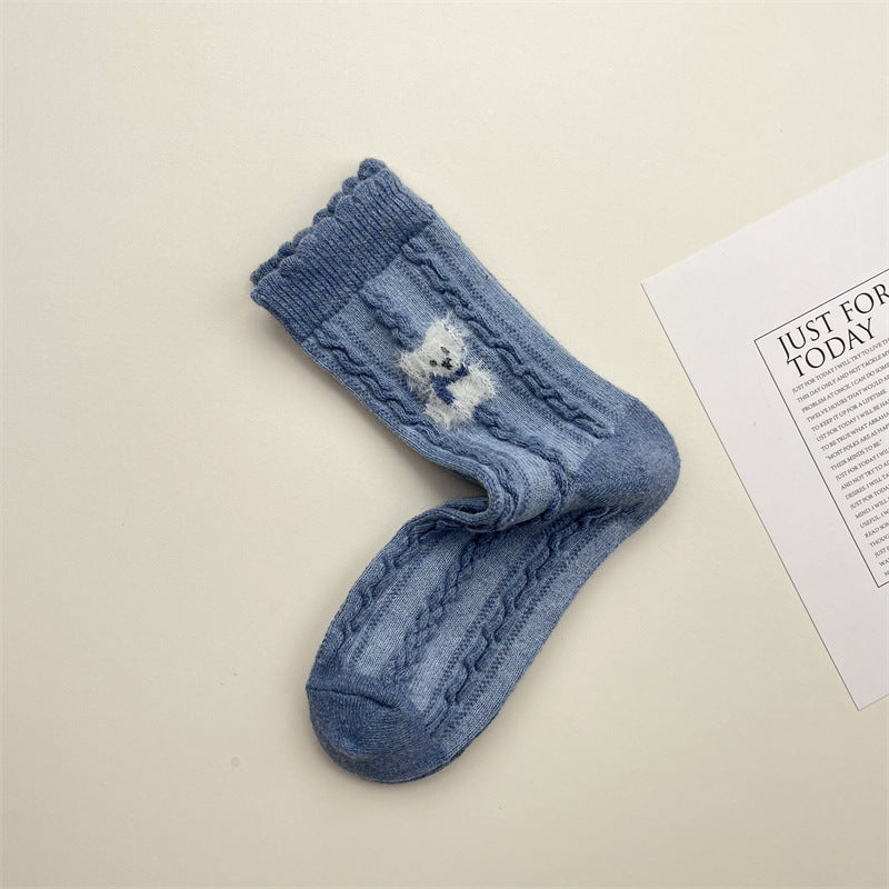 Gohobi Blue-Grey Puppy Wool Socks