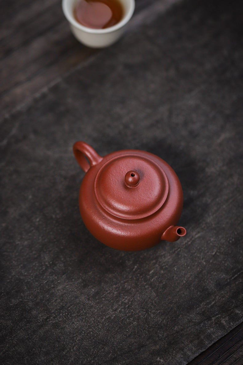 Gohobi Yixing Red Zisha Clay Teapot – 140ml Handmade Thin-Walled Lotus Seed Style Teapot, Original Ore Zhuni Clay, Small Gongfu Teapot with Built-in Filter